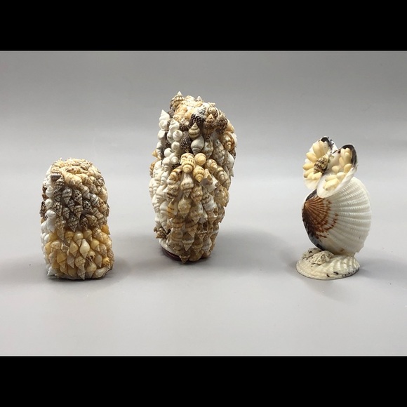 Trio of Vintage Owls Made w/ Tiny Shells by St Croix - Picture 2 of 7